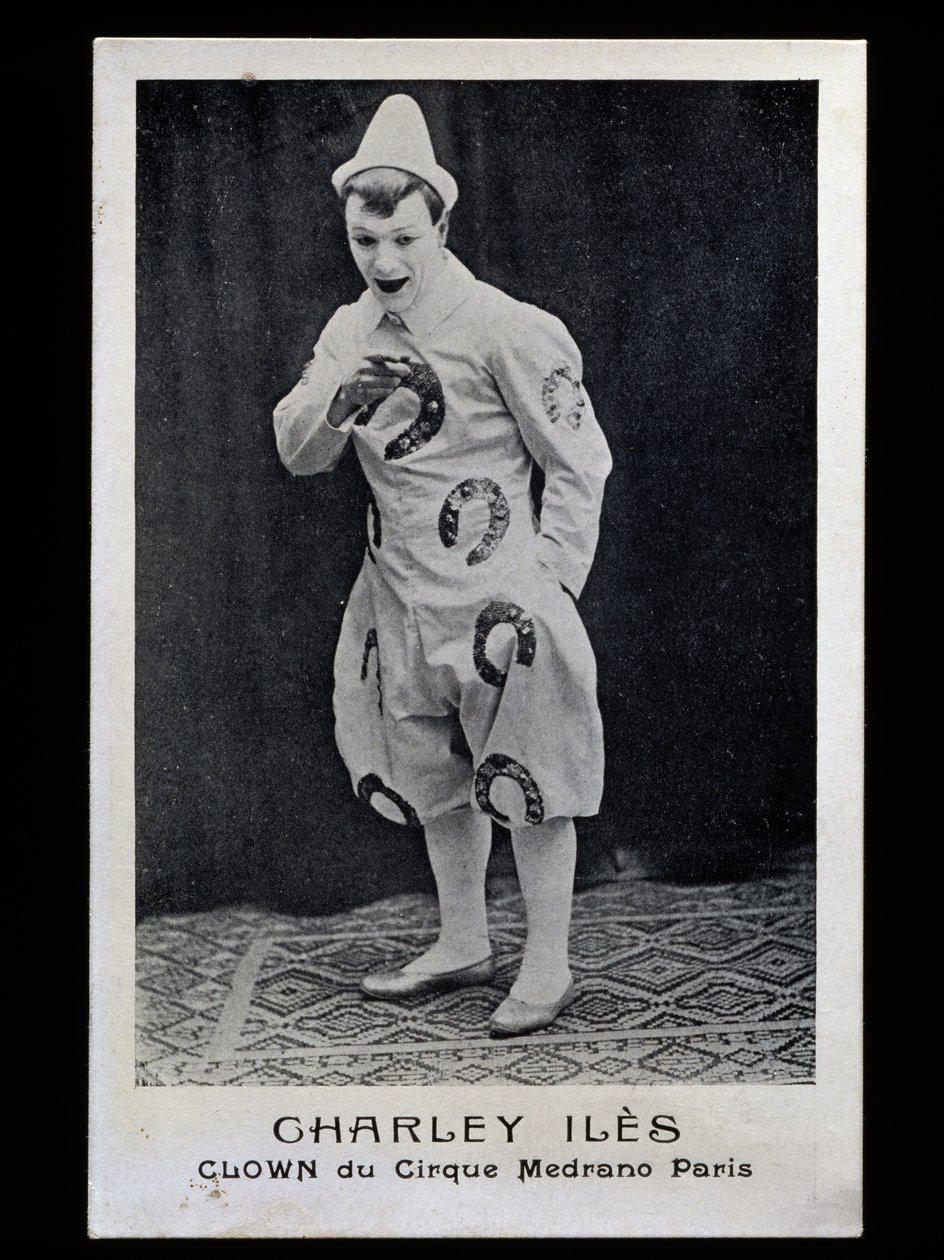 パリのメドラノサーカスの道化師チャーリー・イルズ（1876-? 1910年頃、ポストカード、フランス、20世紀 作： フランスの写真家