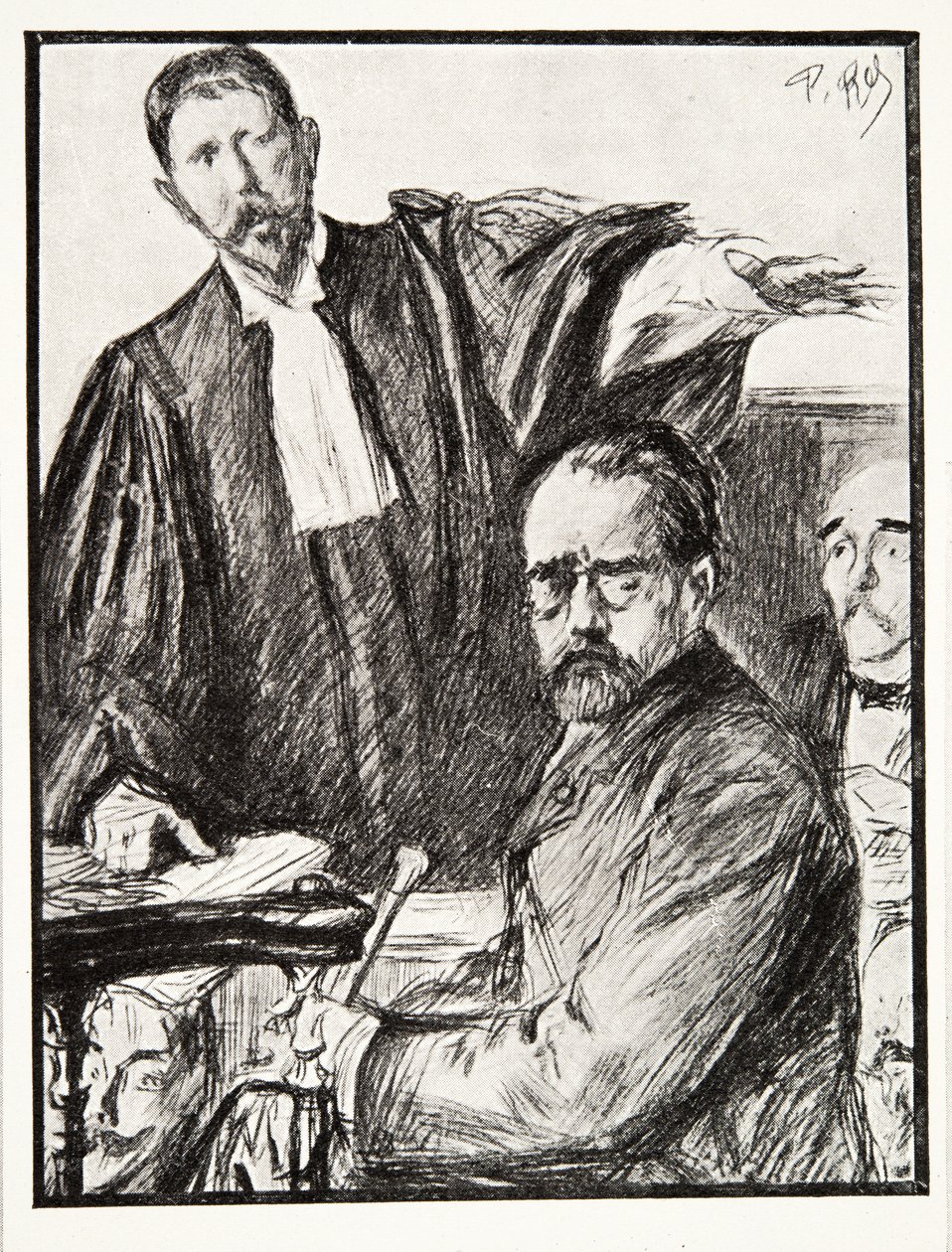 裁判中のドレフュス、Histoire de la Troisieme Republique, Vol.1, Political History, pub.1933より（リトグラフ 作： フランスの写真家