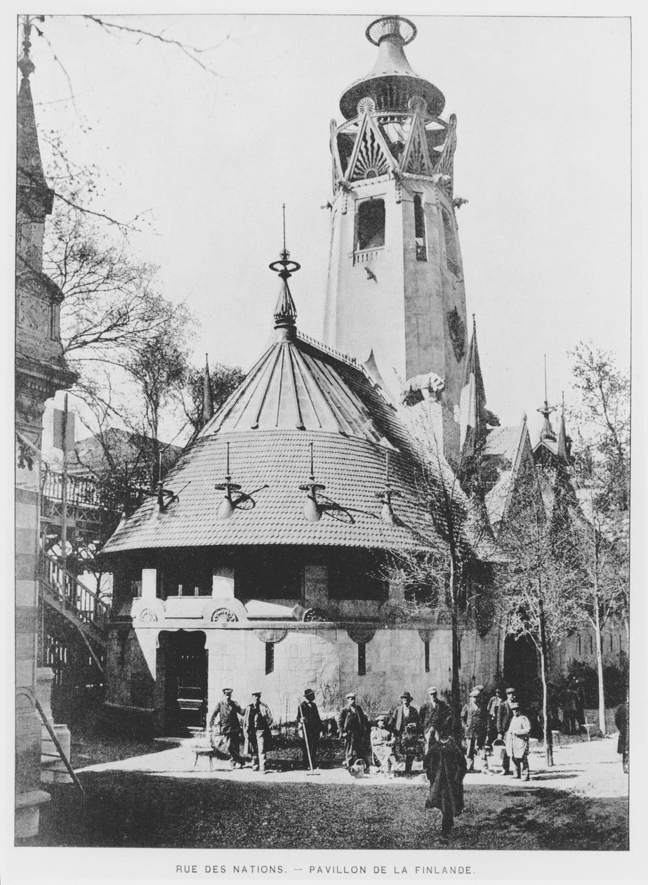 1900年パリ万国博覧会でのパリ通りのフィンランドパビリオン 作： フランスの写真家