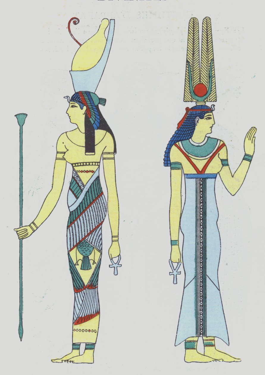 1920年代に描かれた古代エジプト時代の神々（カラーリトグラフ） 作： フランス語学校