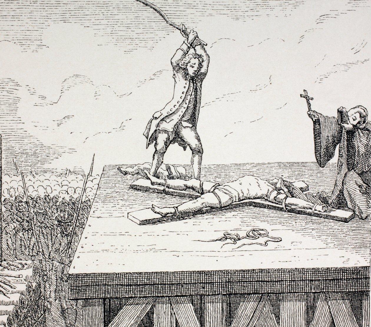 18世紀のフラス、1875年に聖アンドリューの十字架で壊れた死刑判決 作： フランス語学校