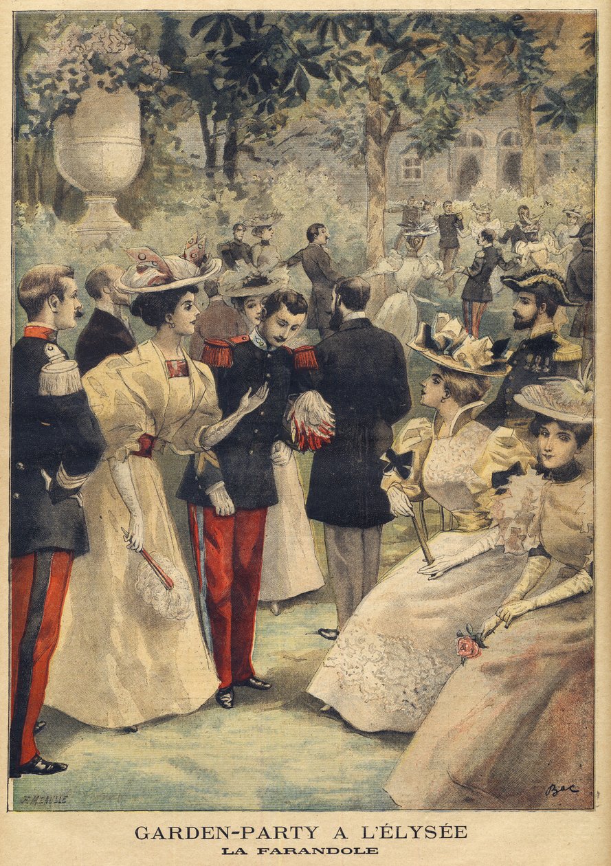 エリゼ宮での園遊会（ラ・ファランドール） - フォーチュン・ルイ（1844-1901）によるイラスト（1895年7月21日付「ル・プチ・ジャーナル」より）（彫刻作品 作： フランス語学校