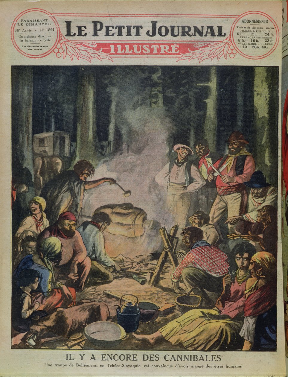 1927年のルプティジャーナルより、チェコスロバキアの人食いのジプシーのグループ 作： フランス語学校