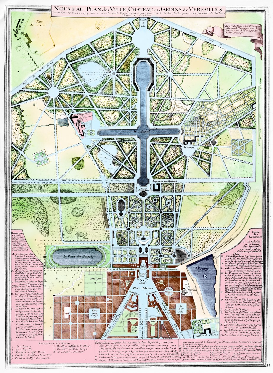 1714年、ヴェルサイユの城と庭園の新しい計画 作： フランス語学校