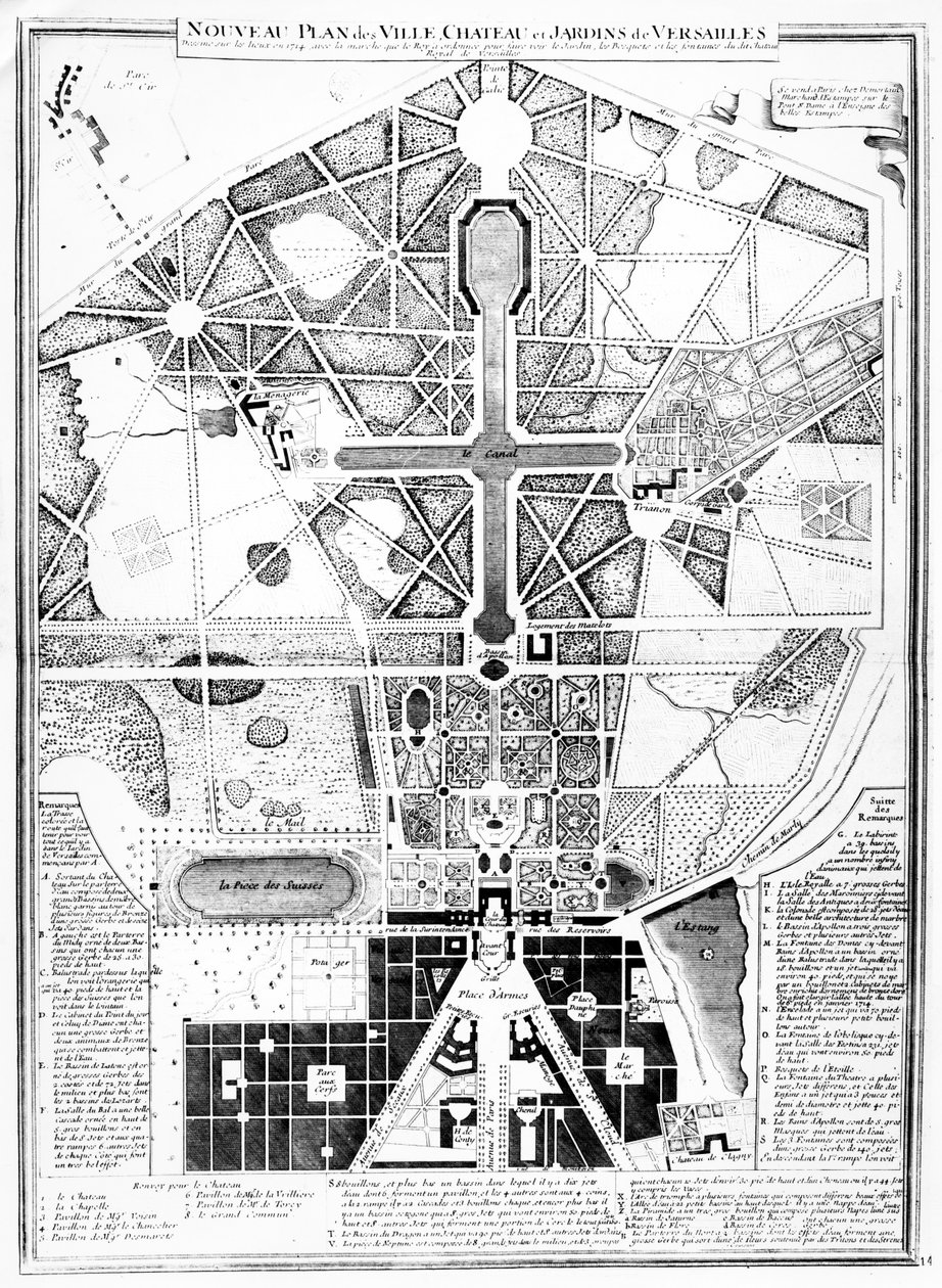 1714年、ヴェルサイユの城と庭園の新しい計画 作： フランス語学校