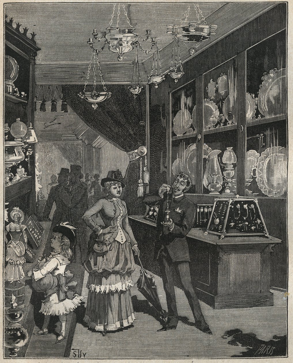 19世紀のフランスの金貨店。Adolphe BITARDの "Les arts et metiers illustres "に掲載された1885年のエングレーヴィング。 作： フランス語学校