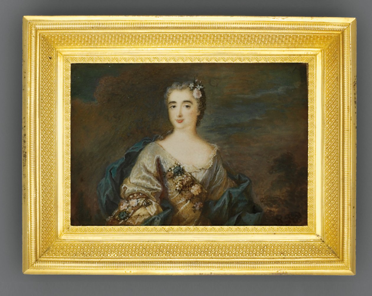 Louise-Jeanne de Durfot、Duchesse de Mazarin et de la Meilleraye、1750年頃（象牙の水彩画）と呼ばれる女性 作： フランス語学校
