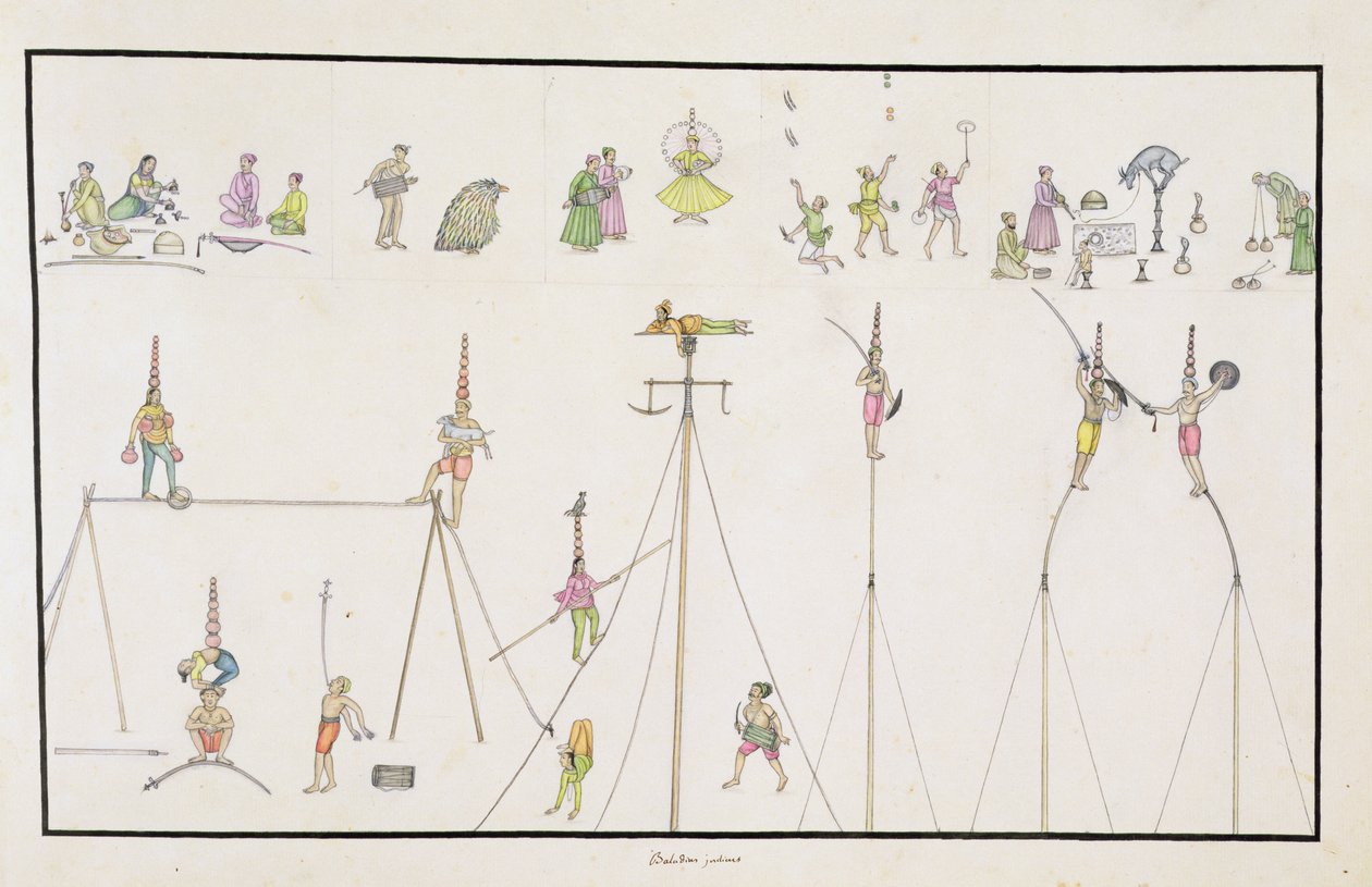 1774年に公開された、The Gentil Albumの曲芸師、ジャグラー、なりすまし、エンターテイナー 作： フランス語学校