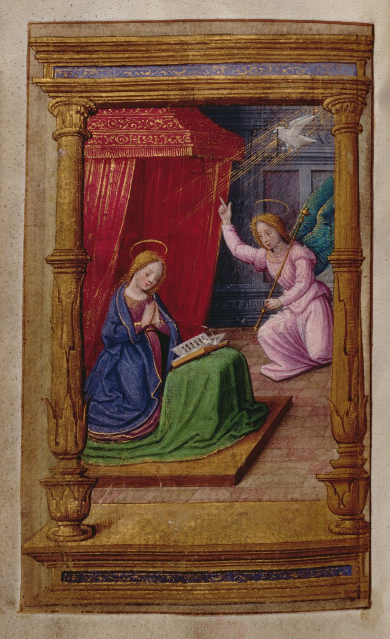 35214 f.29v Annunciation を追加、Book of Hours、パリより 作： フランス語学校