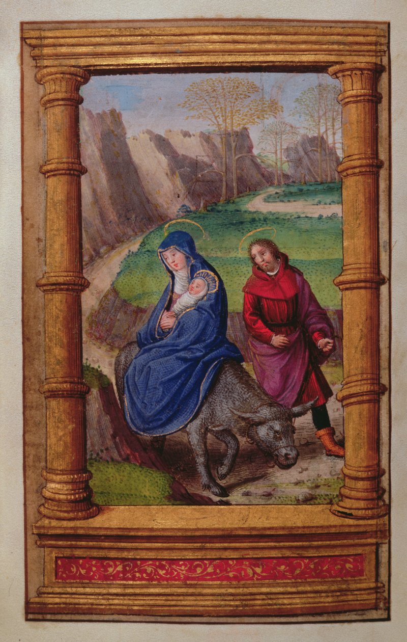 追加 35214 f.72v Flight to Egypt、Book of Hours、Paris より 作： フランス語学校