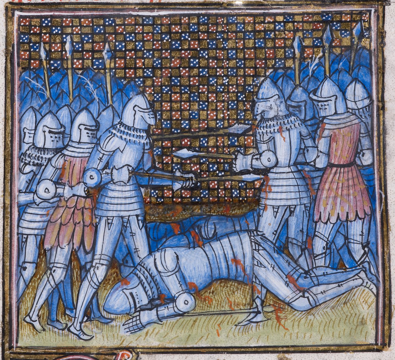 追加。 38659 fol.170 サー・ジョン・チャンドスの死。 ジャン・フロワサール作「Chroniques de France et D