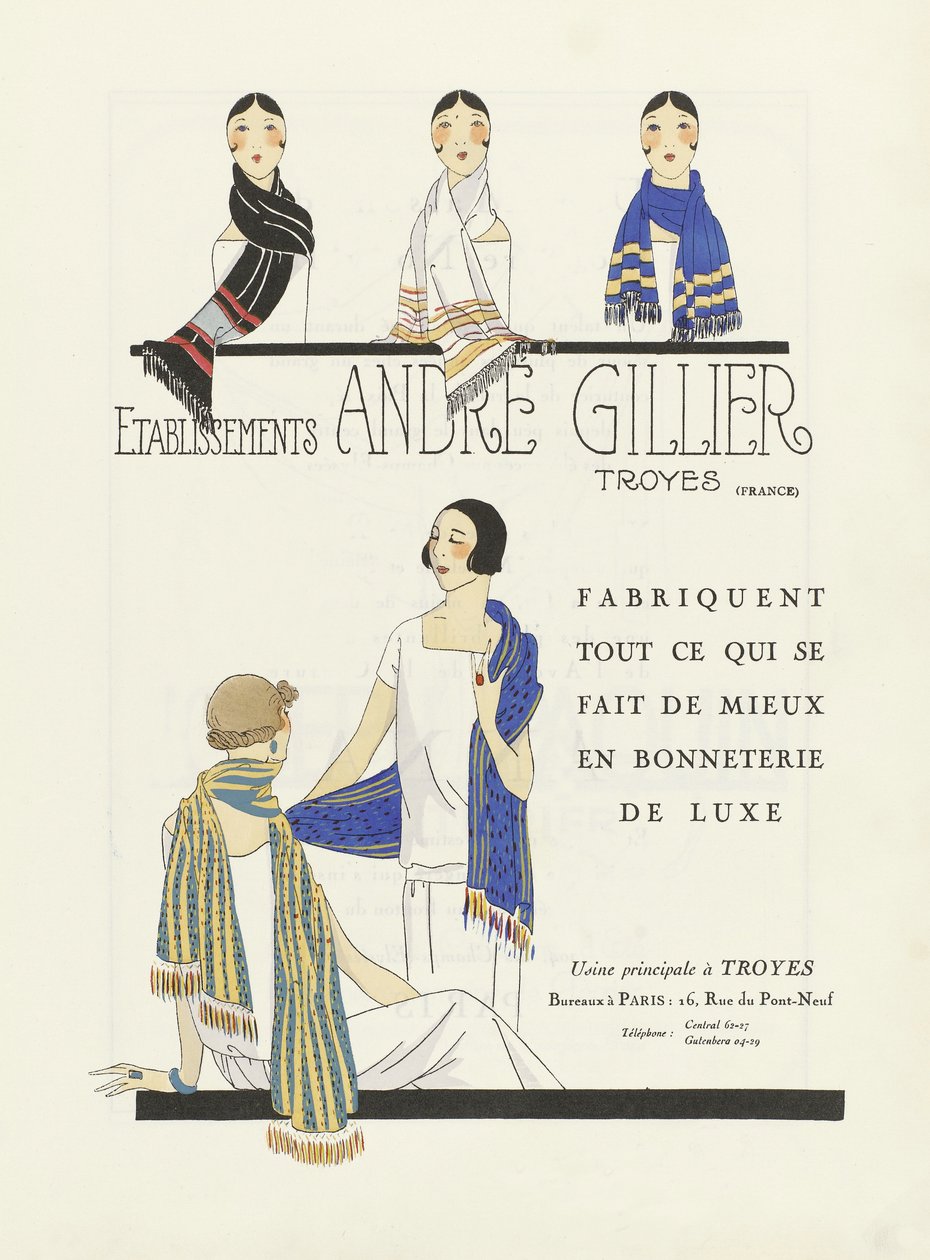 エタブリスマン・アンドレ・ジリエの広告、1920年代パブ（ステンシル・プリント） 作： フランス語学校