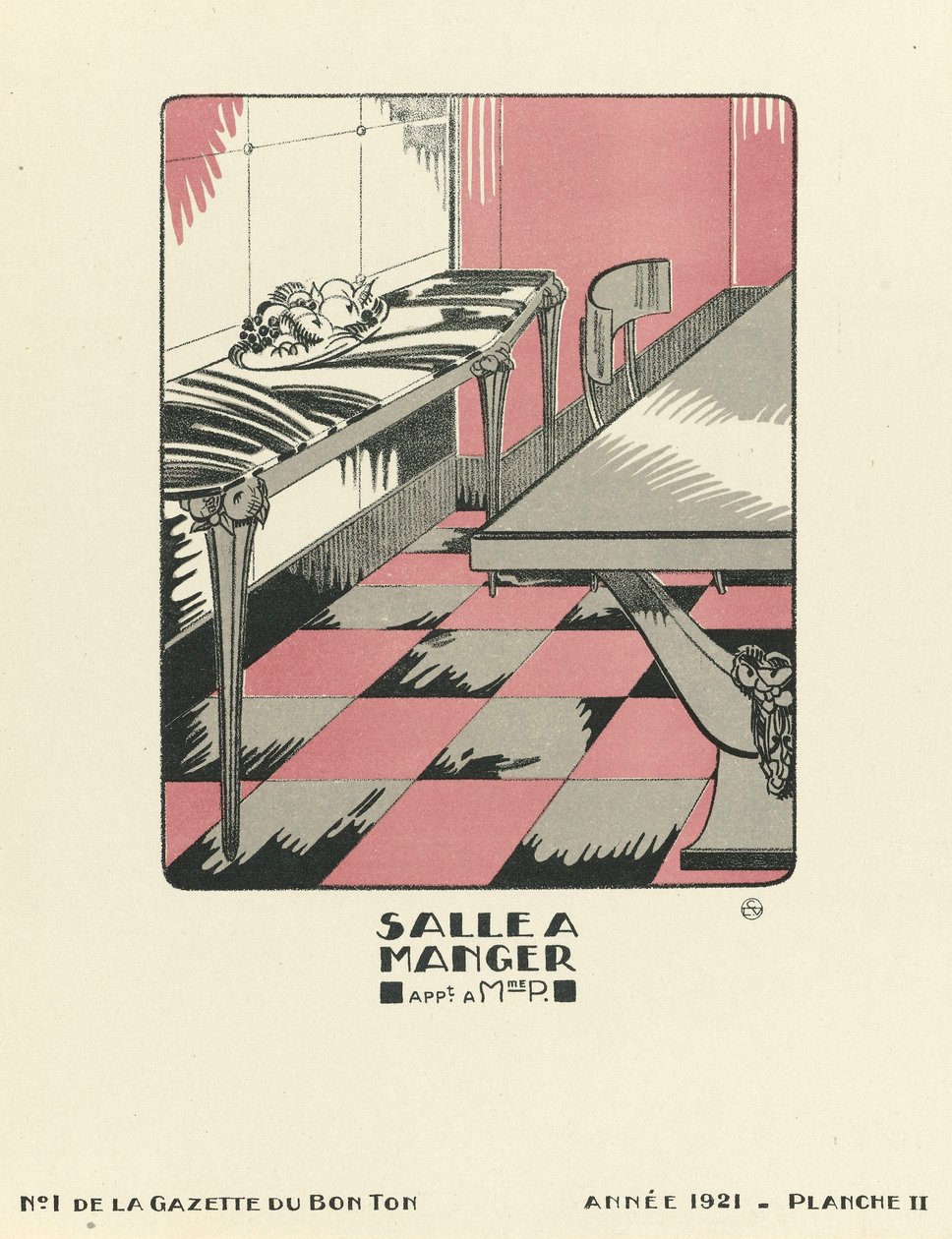 Salle a Manger "の広告、1921年発行（ポショワール版画） 作： フランス語学校