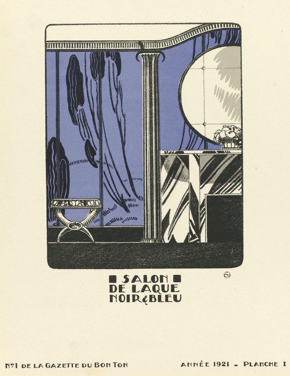 サロン・ド・ラック・ノワール＆ブルー」の広告、1921年発行（孔版画） 作： フランス語学校
