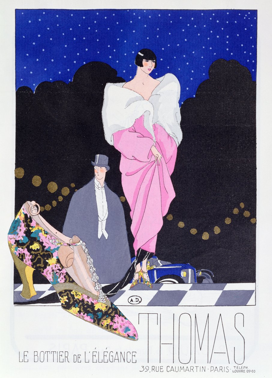 1924年のファッション雑誌Art-Gout-BeauteのBootmaker Thomasの広告 作： フランス語学校