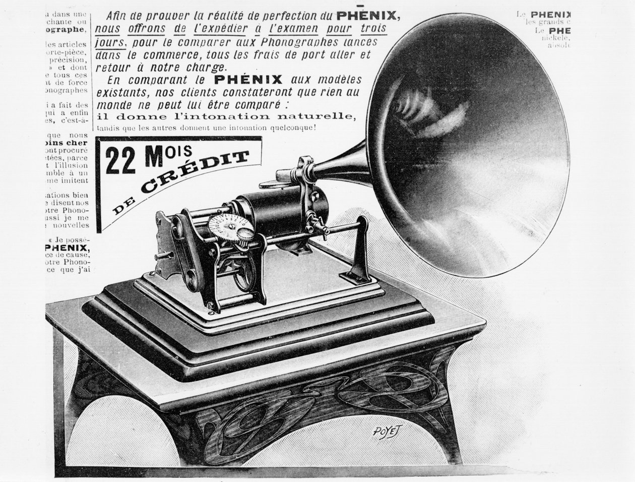 蓄音機の広告、c.1905 作： フランス語学校