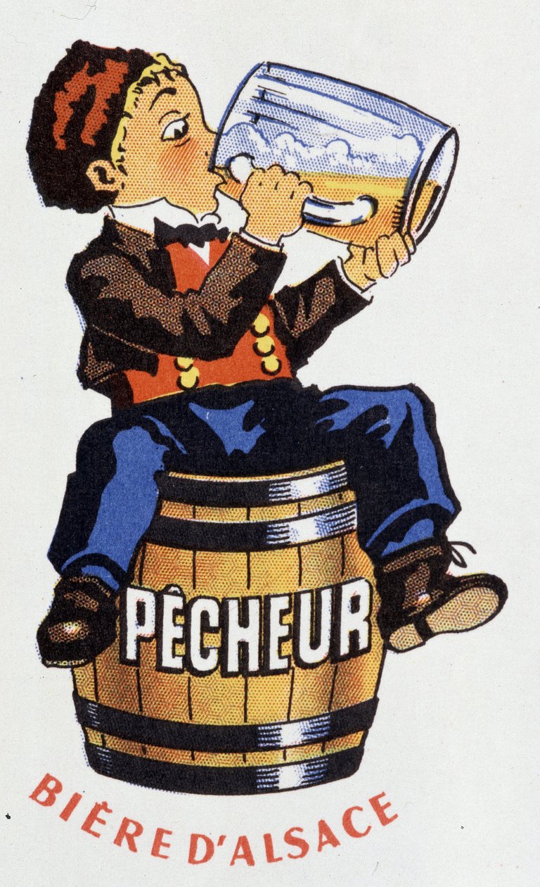 アルザスビール「フィッシャーマン」の広告。 作： フランス語学校