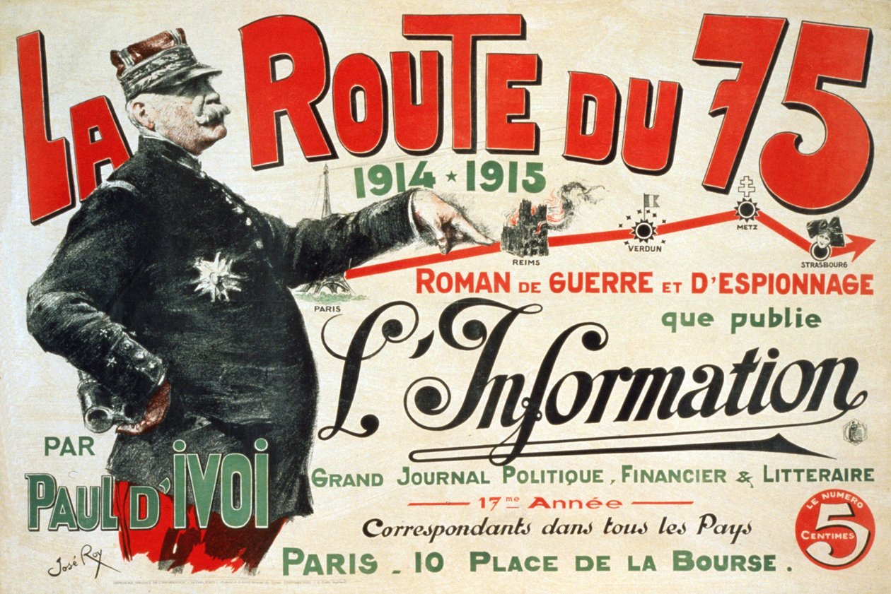 小説「La Route du 75:1914 - 1915」の広告ポスター。Paul d