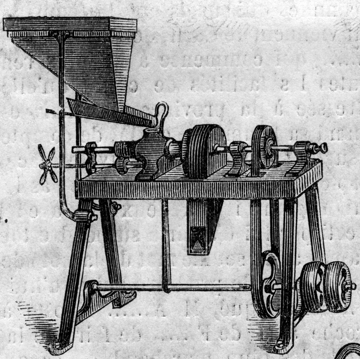 農業機械：1860年のパリ農業博覧会の小型ミル。1860年6月30日付の "Le Monde Illustré "168号に掲載された図版。 作： フランス語学校