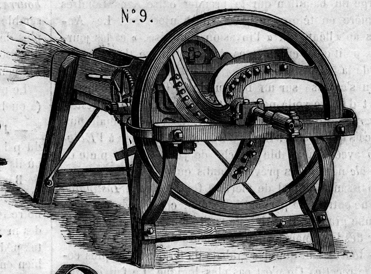 農業機械：1860年のパリ農業競技会で発表されたイギリス製のわらじ。1860年7月7日付の "Le Monde Illustré "169号に掲載された図版。 作： フランス語学校