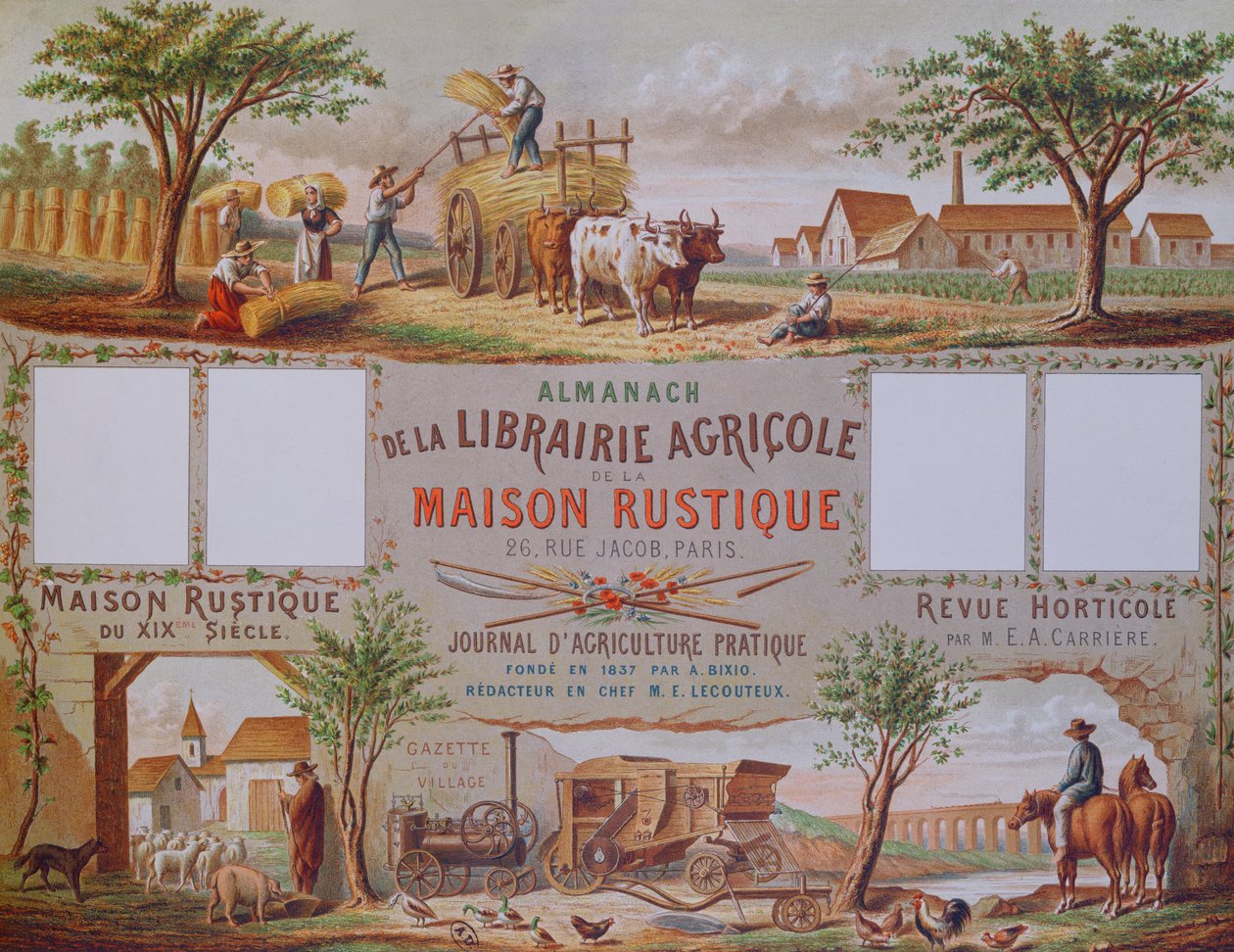 農業書店のラマナックラメゾンルスティーク、1860年頃（カラー彫刻） 作： フランス語学校