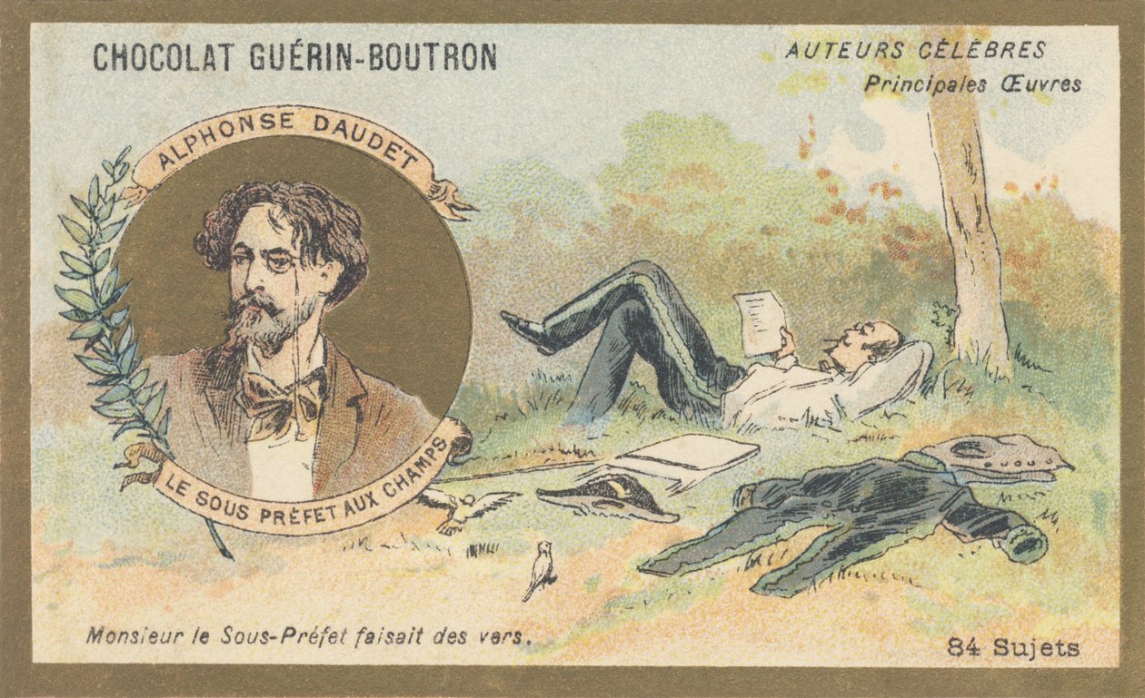 アルフォンス・ドーデ（1840-1897）フランスの作家・劇作家、散文バラード「Le sous-prevet aux champs」の作者（1866年）。 作： フランス語学校