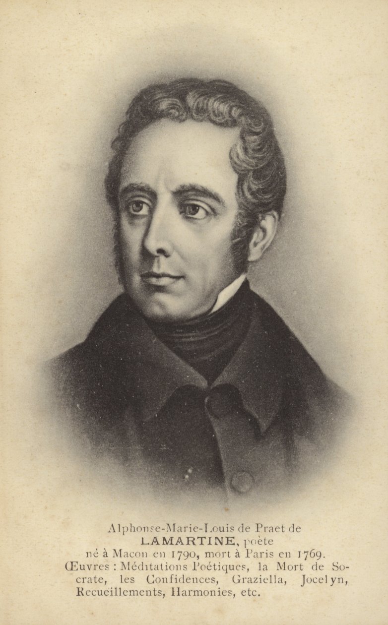 アルフォンス・ド・ラマルティーヌ（1790-1869）フランスの作家、詩人、政治家（リトグラフ） 作： フランス語学校