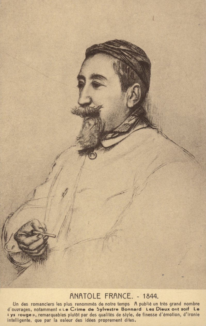 アナトール・フランス（1844-1924）フランスの詩人、ジャーナリスト、小説家（リトグラフ） 作： フランス語学校