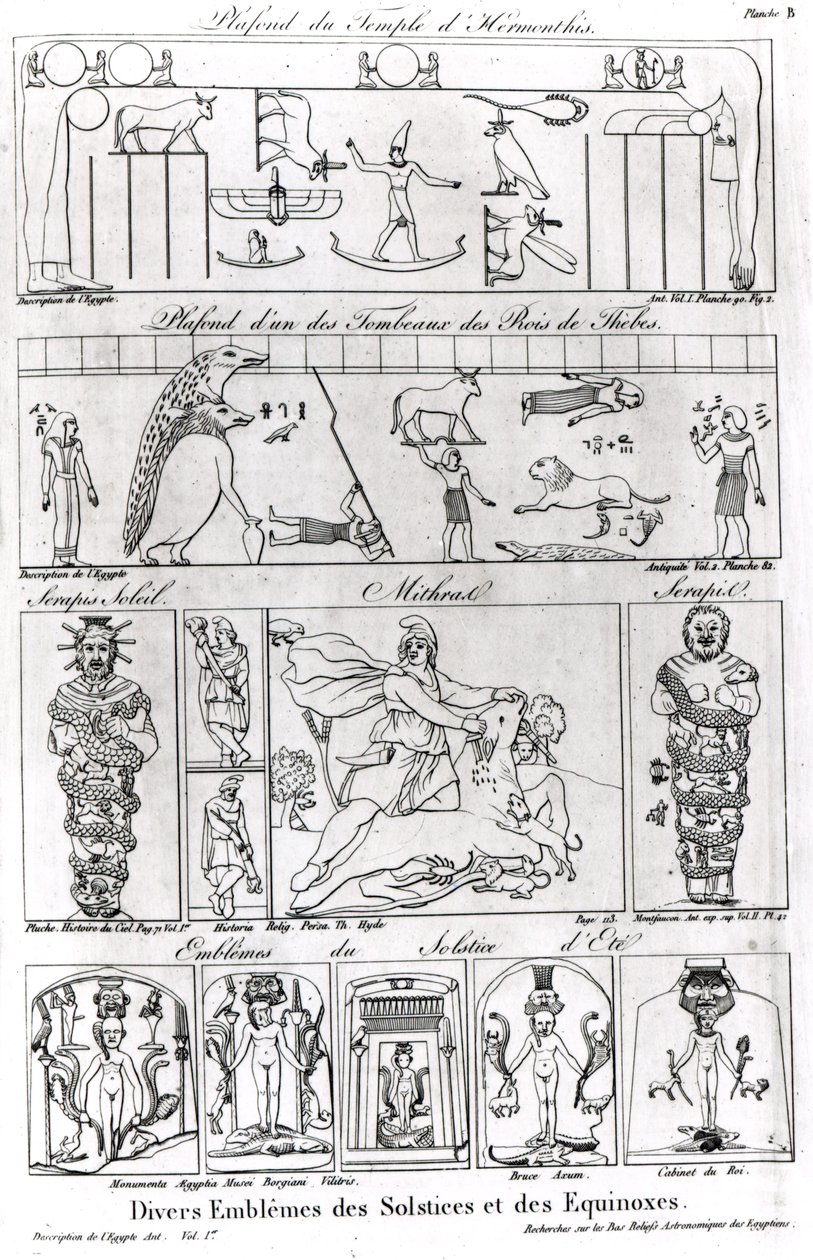 古代エジプトとペルシャの宗教的および天文学的なイラストとシンボル 作： フランス語学校