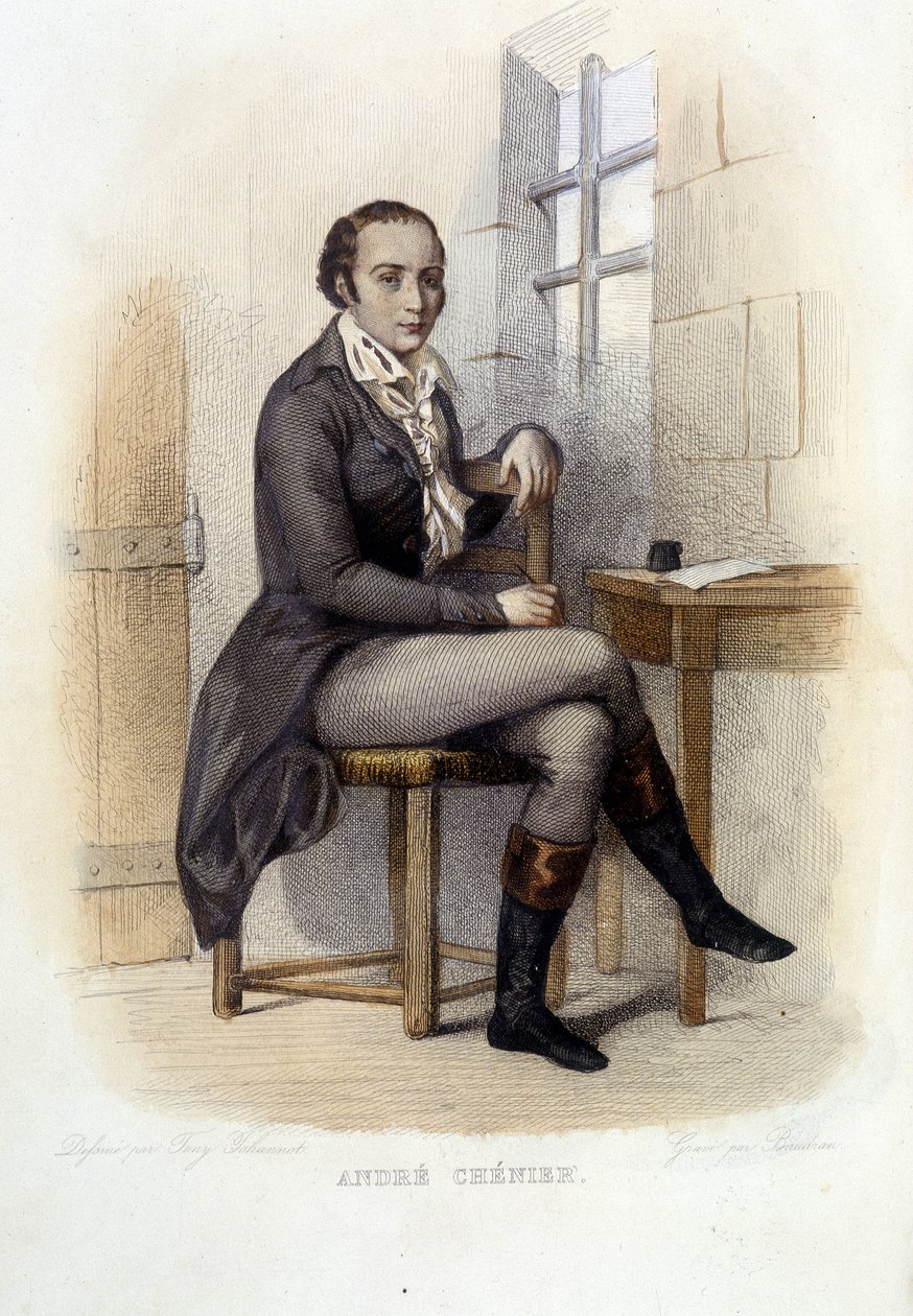 Andre Chenier (1762-1794), フランスの詩人、a la Concierge - in "Le Plutarque francais", Ed. Mennechet 作： フランス語学校