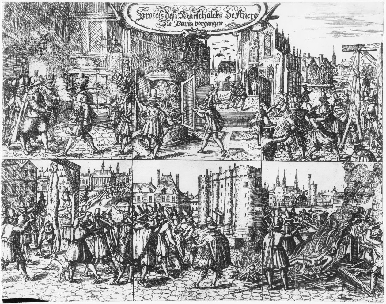 1617年4月24日、Concino Concini、Marquis、およびAncreの元帥の逮捕、裁判、拷問 作： フランス語学校