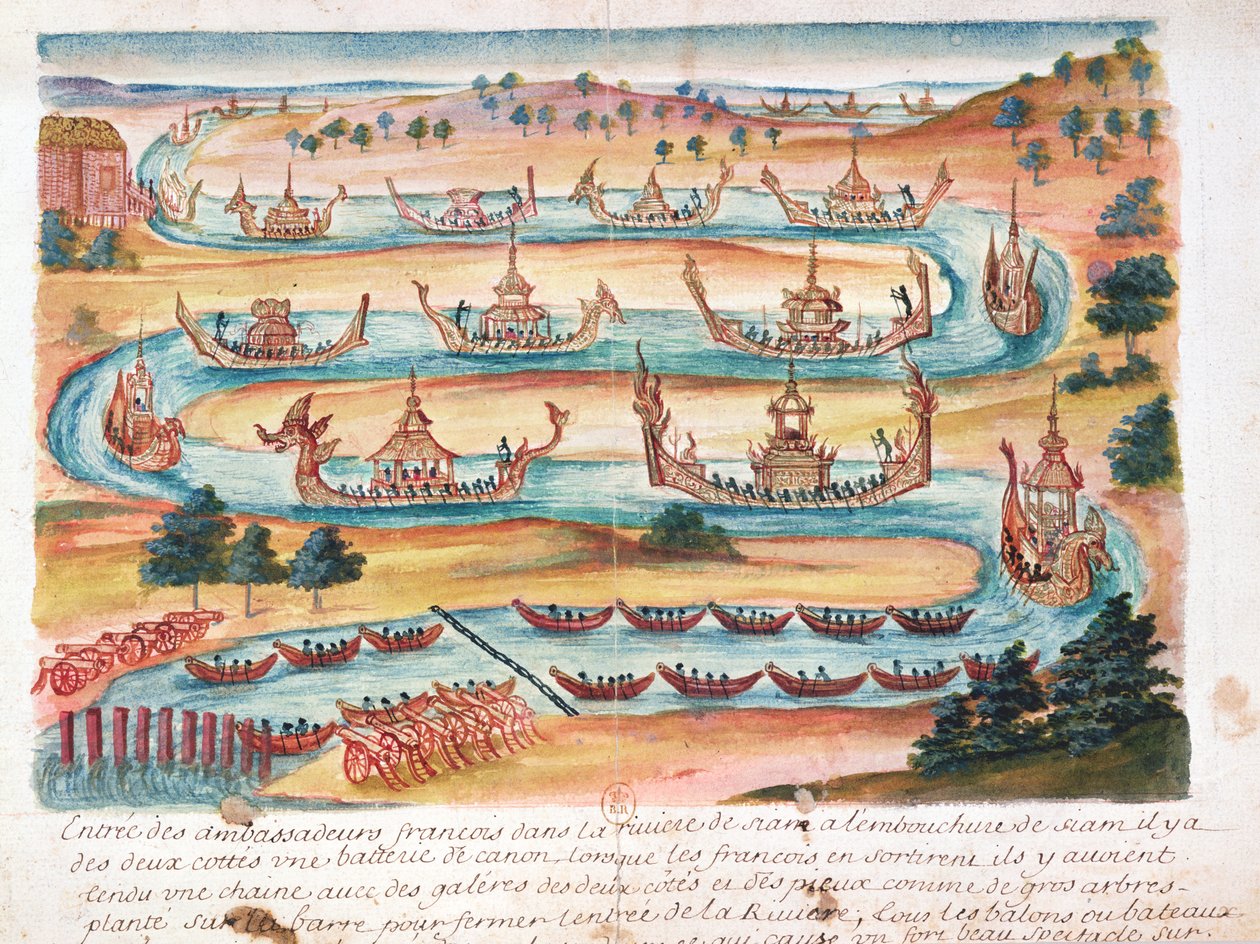 サイアムへのイエズス会の記録からのサイアムへのフランス大使の到着、1688（紙のトイレ） 作： フランス語学校