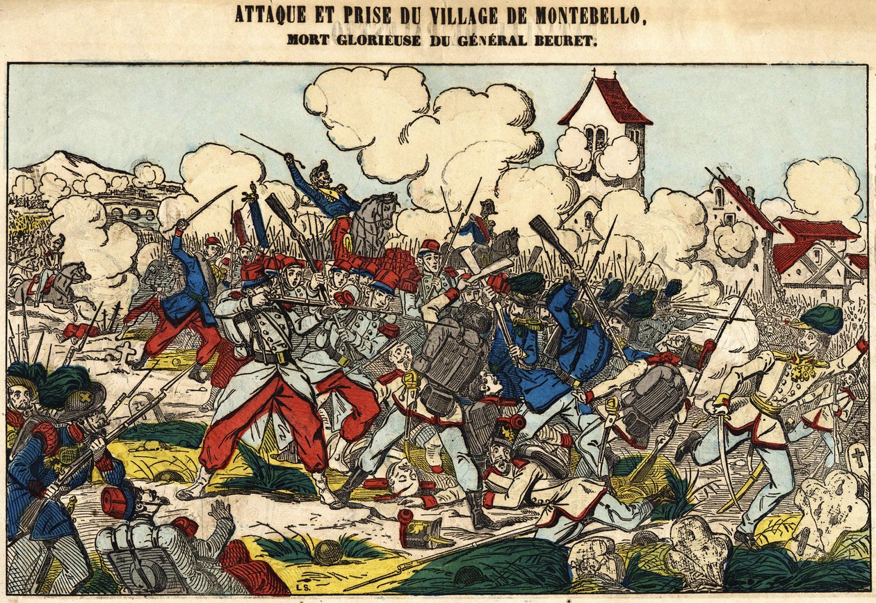 モンテベロ村の攻撃と占領、1859年のボレ将軍の栄光の死。エピナルの写真 作： フランス語学校