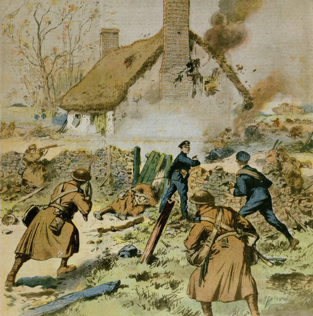 1910年12月5日、ルプティジャーナルの表紙、ジンフェインが占領した農場に対する警察とイギリス軍の攻撃 作： フランス語学校