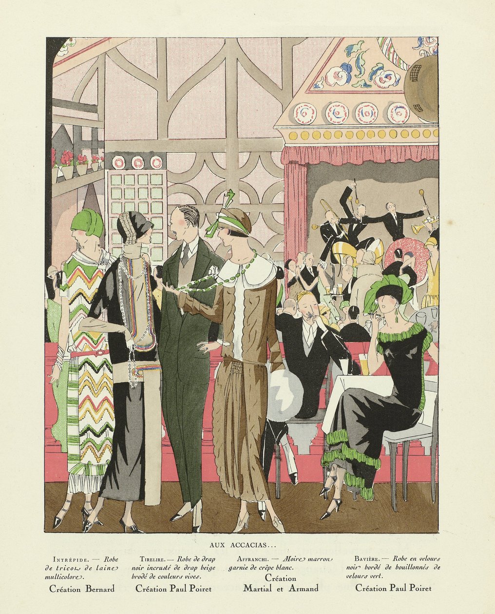 アール・グット・ボーテ』1924年刊より「Aux Accacias ...」（ポショワール版画） 作： フランス語学校