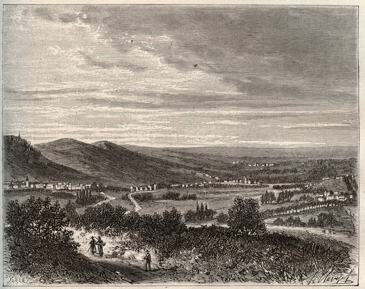 Ay et la montagne de Reims - department of the Marne - V.A. Malt-Brown著 "La France illustree: geography, history, statistical administration "に掲載された彫刻。1884 作： フランス語学校
