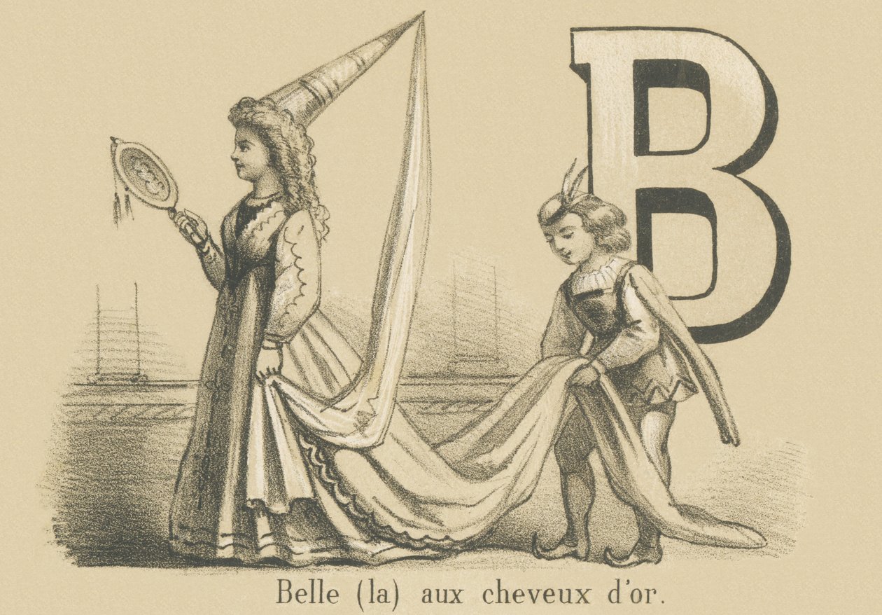 B：金色の髪の美しい（the） 作： フランス語学校