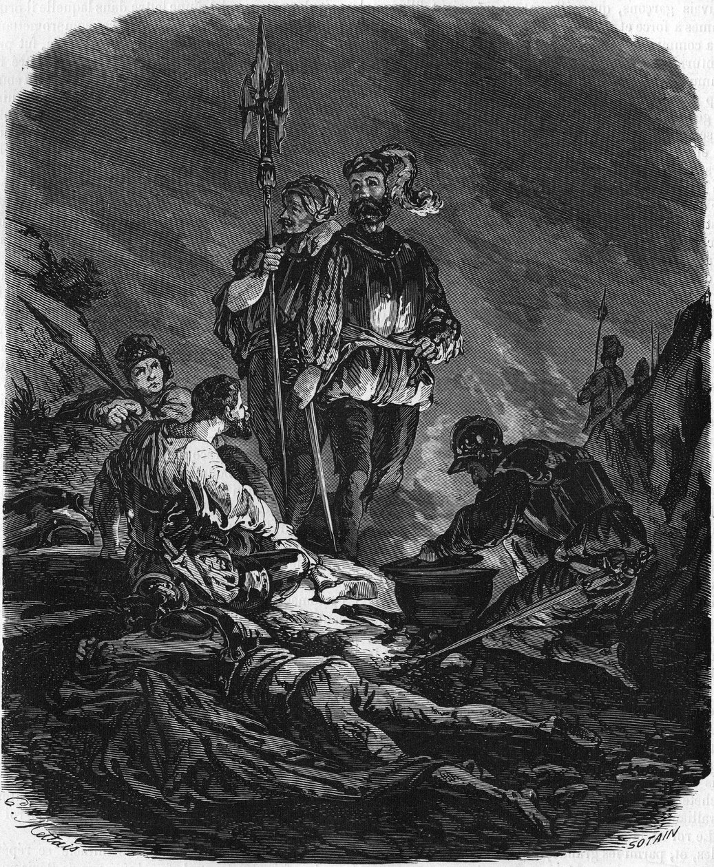 16世紀の戦争で略奪者となった悪ガキたち。Histoire Populaire de la France」（1885年頃）に掲載。エングレーヴィング。 作： フランス語学校