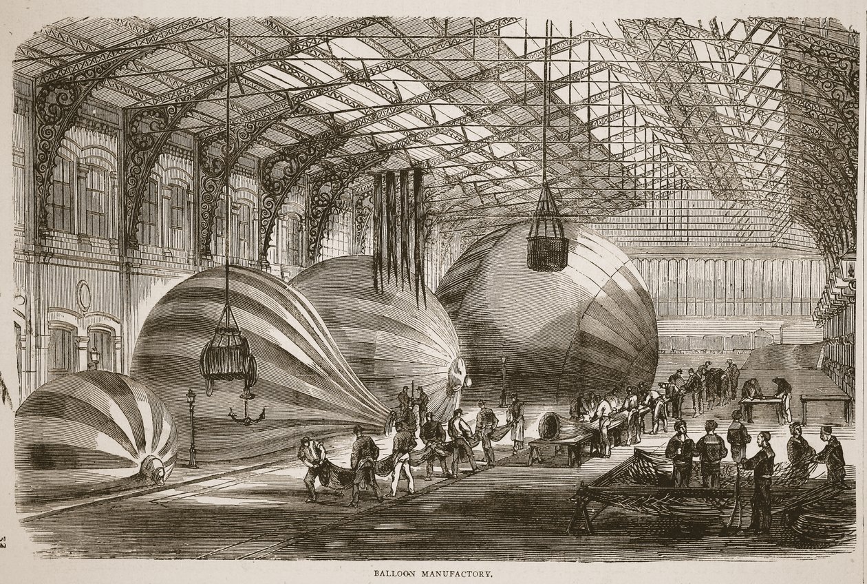 風船製造所、1870〜1871年のフランスとドイツ間の戦争のカッセルズ歴史からのイラスト 作： フランス語学校