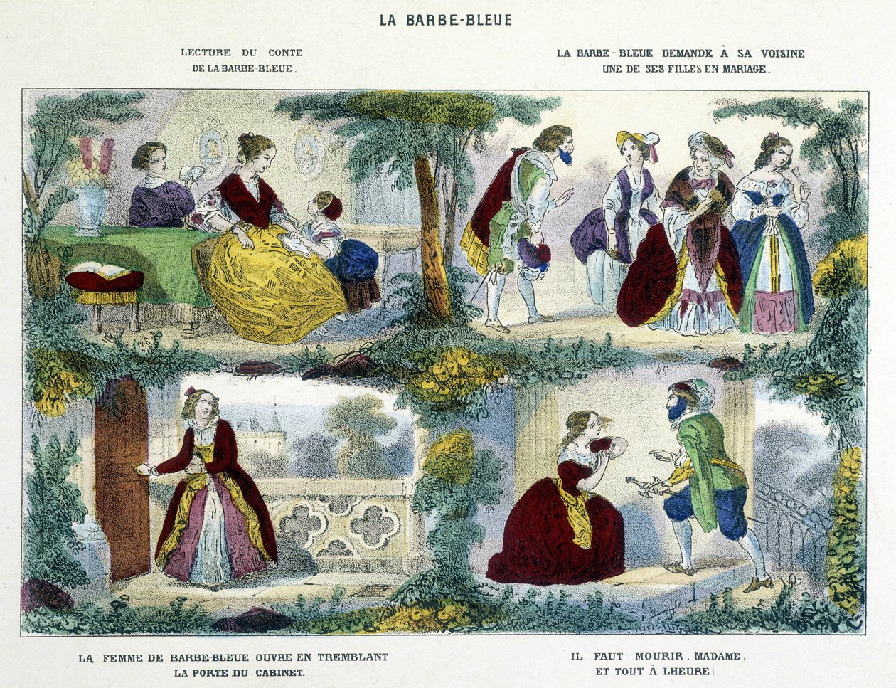 Barbe-Bleue - ペローの「Historiettes naïve et enfantines」（Haguenthal編）に登場。 作： フランス語学校