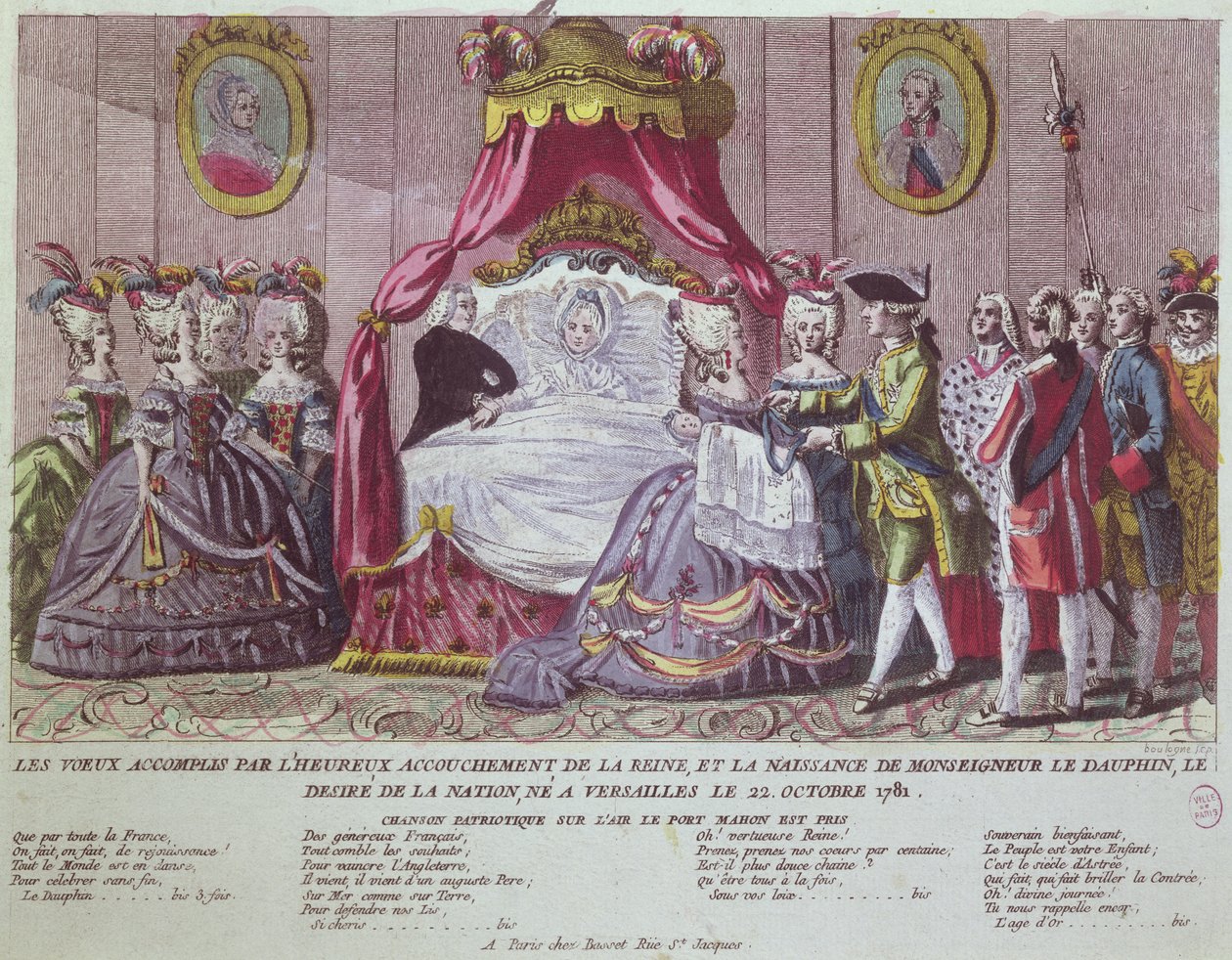 グランドドーフィンの誕生、ルイジョセフ（1781-1789）（カラー彫刻） 作： フランス語学校