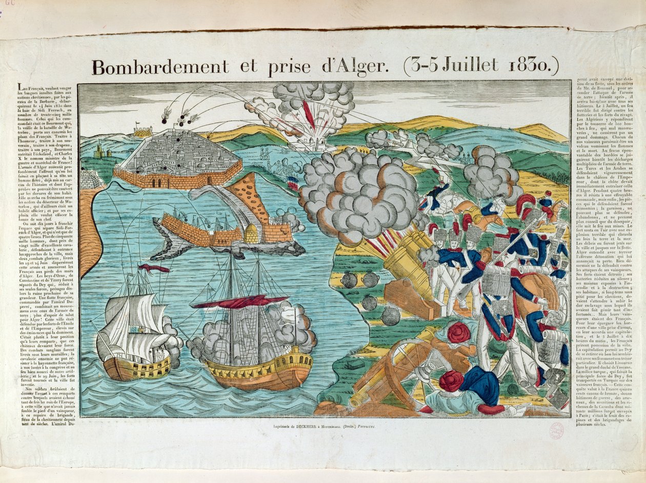 アルジェの砲撃と包囲、1830年7月3日、1830〜35年頃 作： フランス語学校