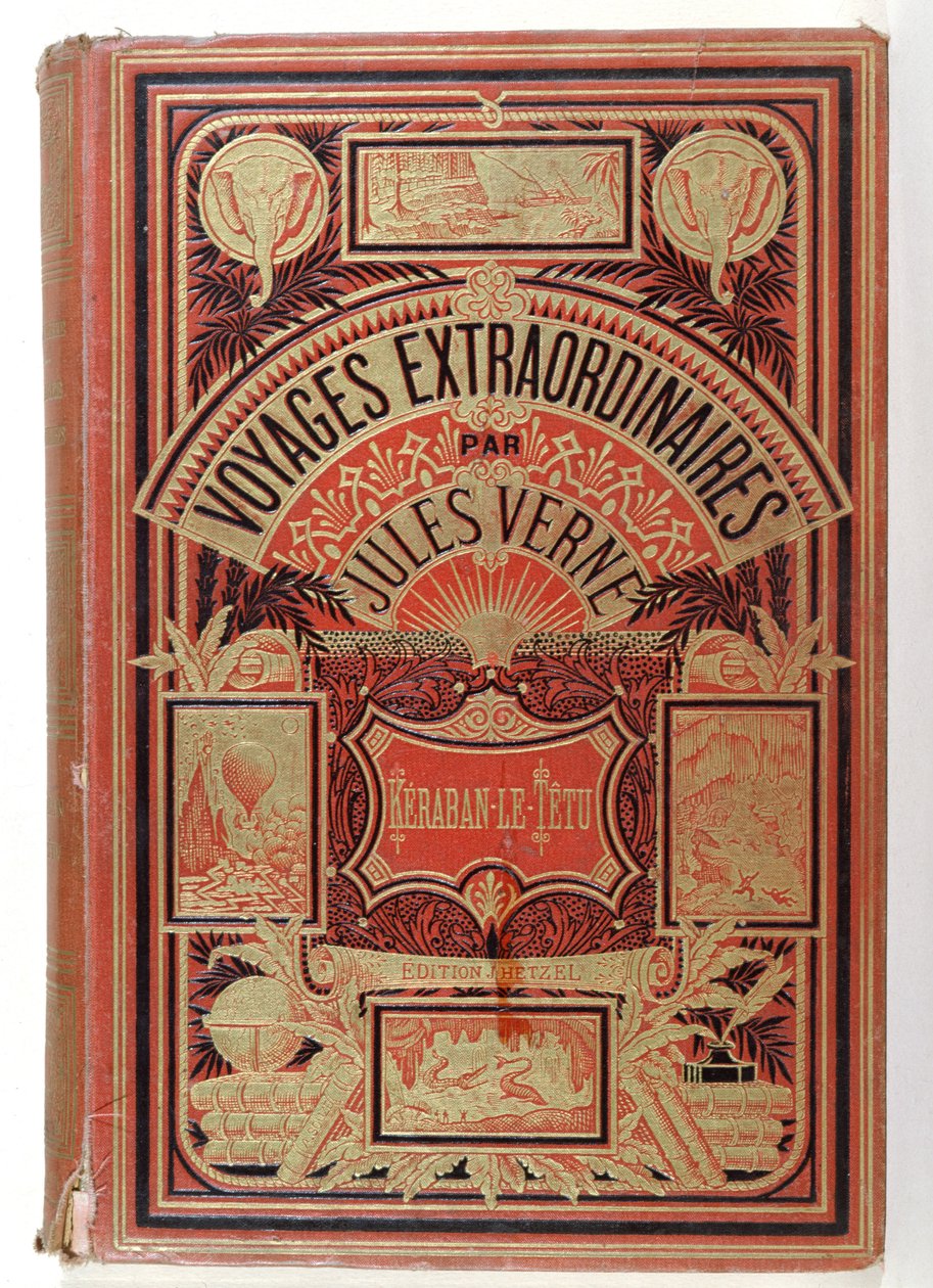 Jules Verne（1828-1905）によるHetzel版、1883年のKeraban the Inflexibleのブックカバー 作： フランス語学校
