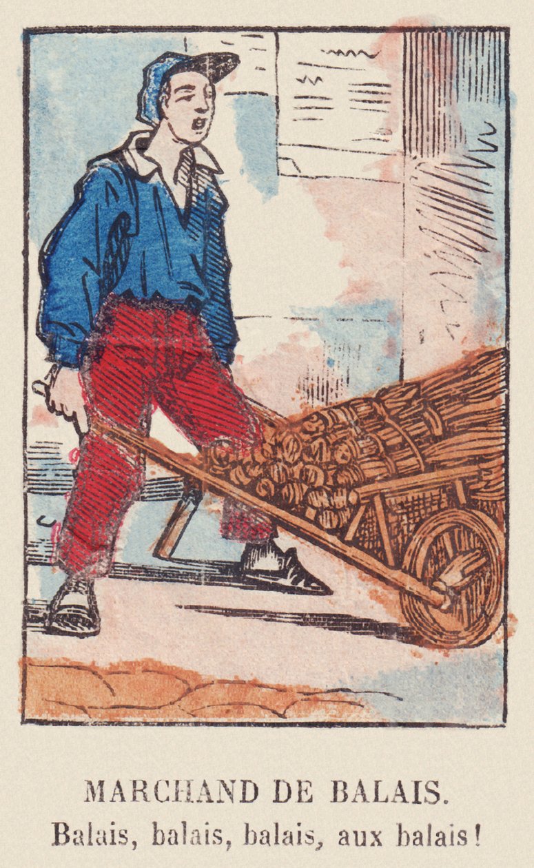 ほうきディーラーほうき、ほうき、ほうき！1819年頃（版画） 作： フランス語学校