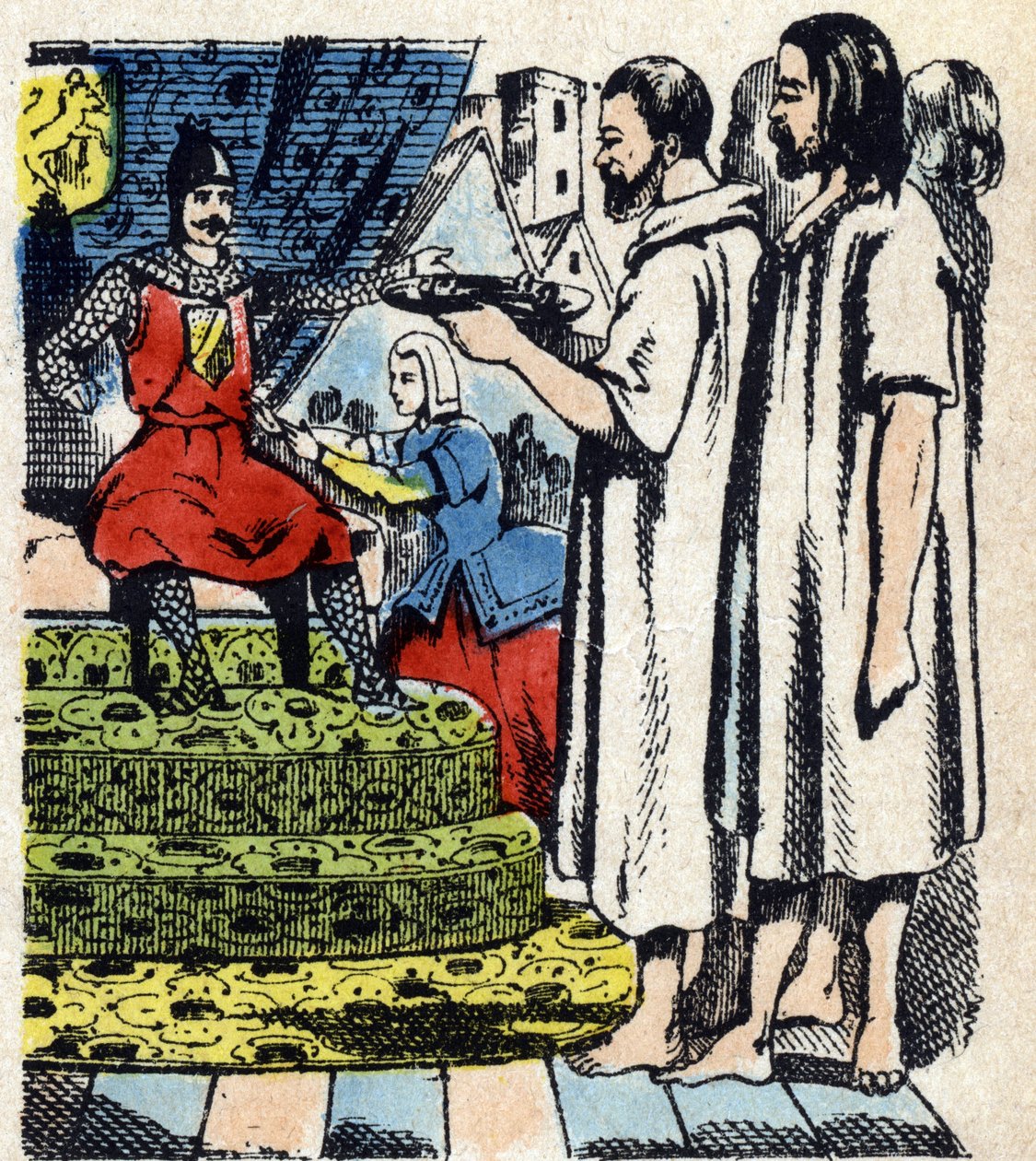 Burghers of Calais na frente de Edward III em 1346, Epinal Imagem do século XIX (gravura) 作： フランス語学校