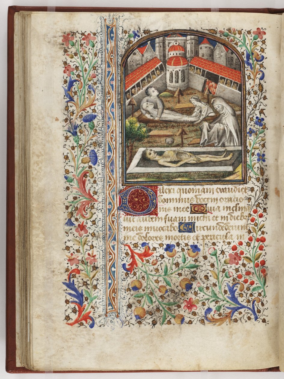 死者の埋葬、「時祷書」の挿絵、パリ、1440-60年頃、ヴェラム 作： フランス語学校