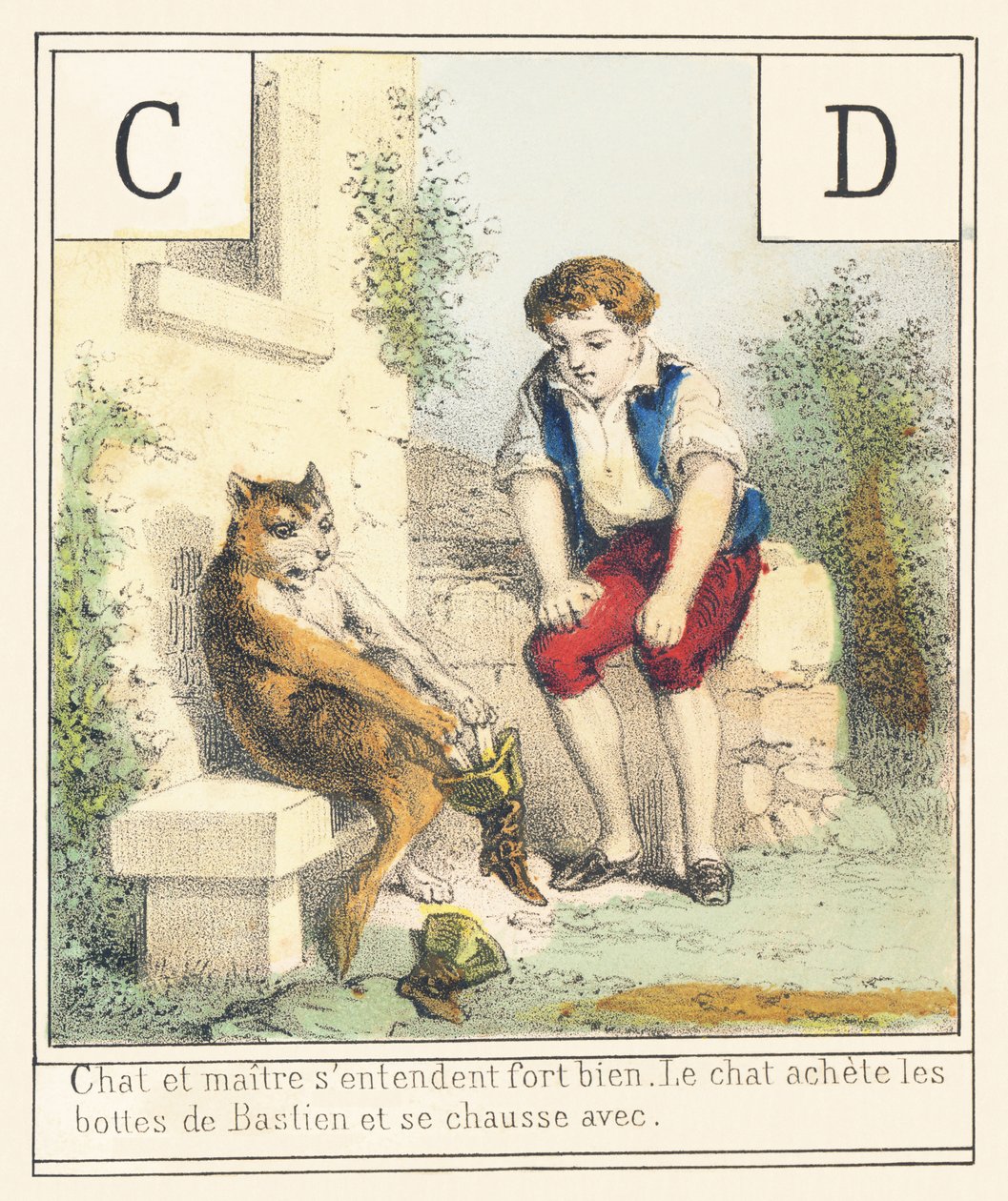 CD：猫とマスターはとても仲良くしている猫はバスティアンのブーツと 作： フランス語学校