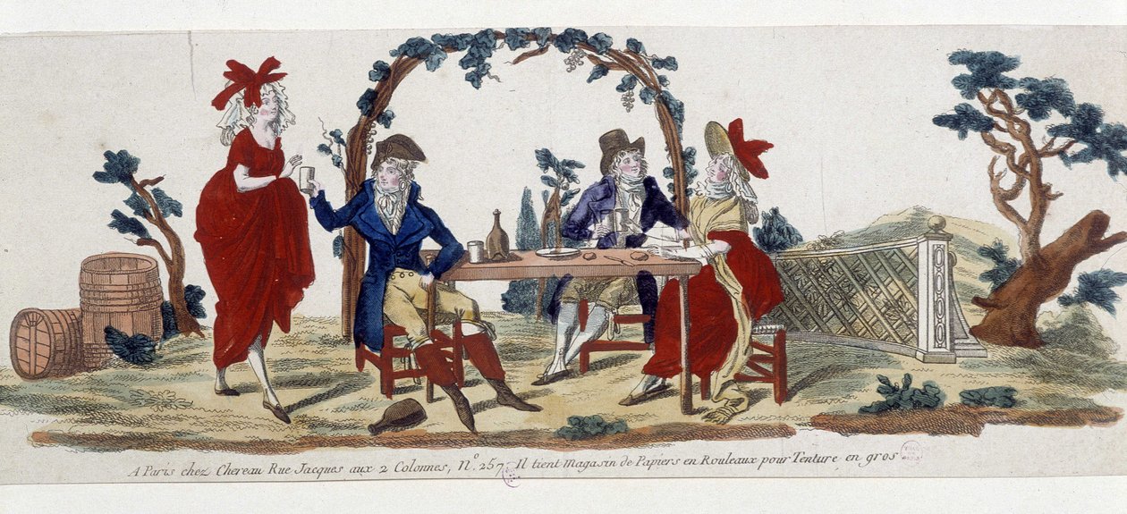 パリのカフェ：Chez Chereau, rue Jacques - engraving 作： フランス語学校