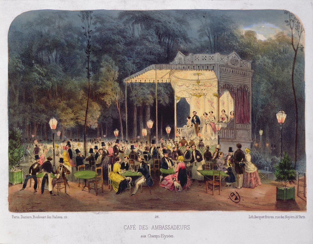 カフェデアンバサダー、シャンゼリゼ、1850年頃 作： フランス語学校