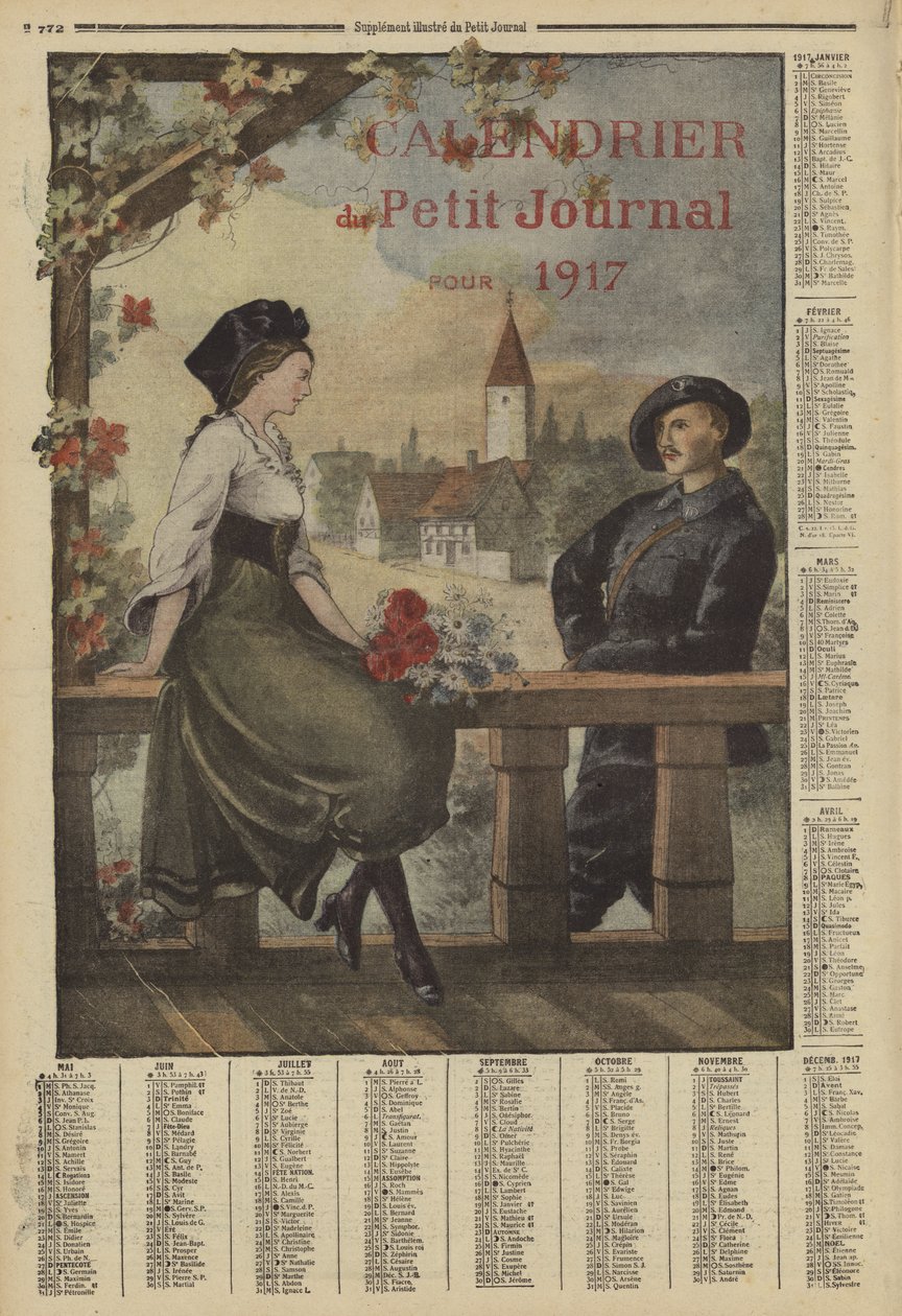 1917年カレンダー（カラーリトグラフ） 作： フランス語学校